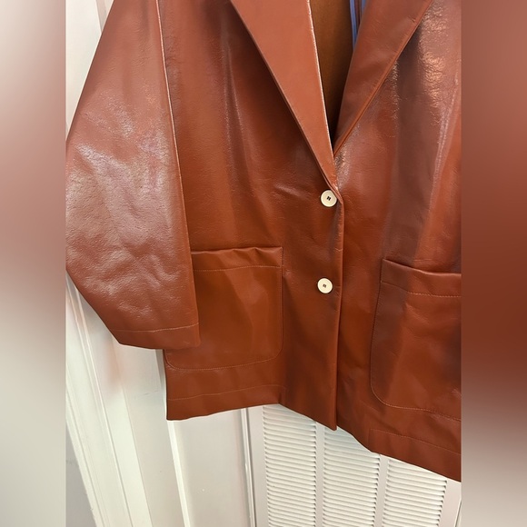 ALYSI chocolat sleek tan double button Blazer jacket - Picture 3 of 6